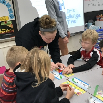 OHHS student helping Dulles student